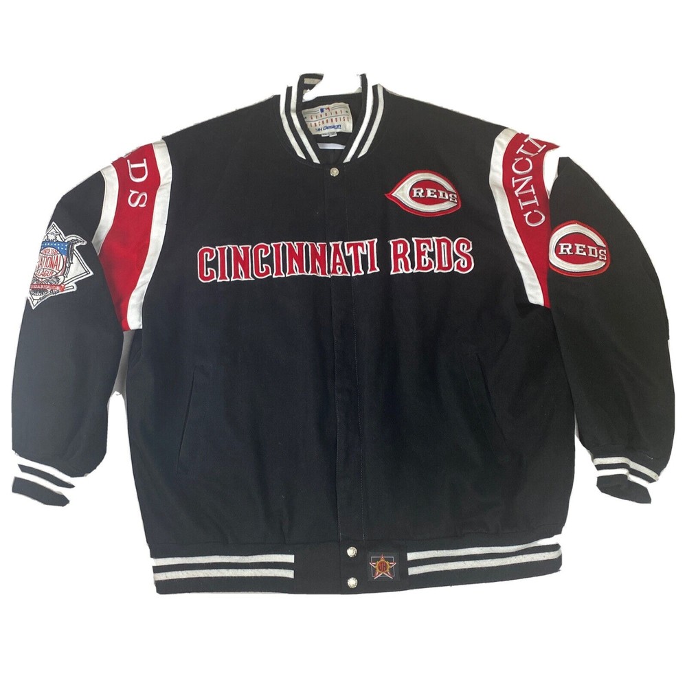 Vintage JH Design Cincinnati Reds  MLB Heavy Cotton Twill Jacket 3XL EUC BLACK